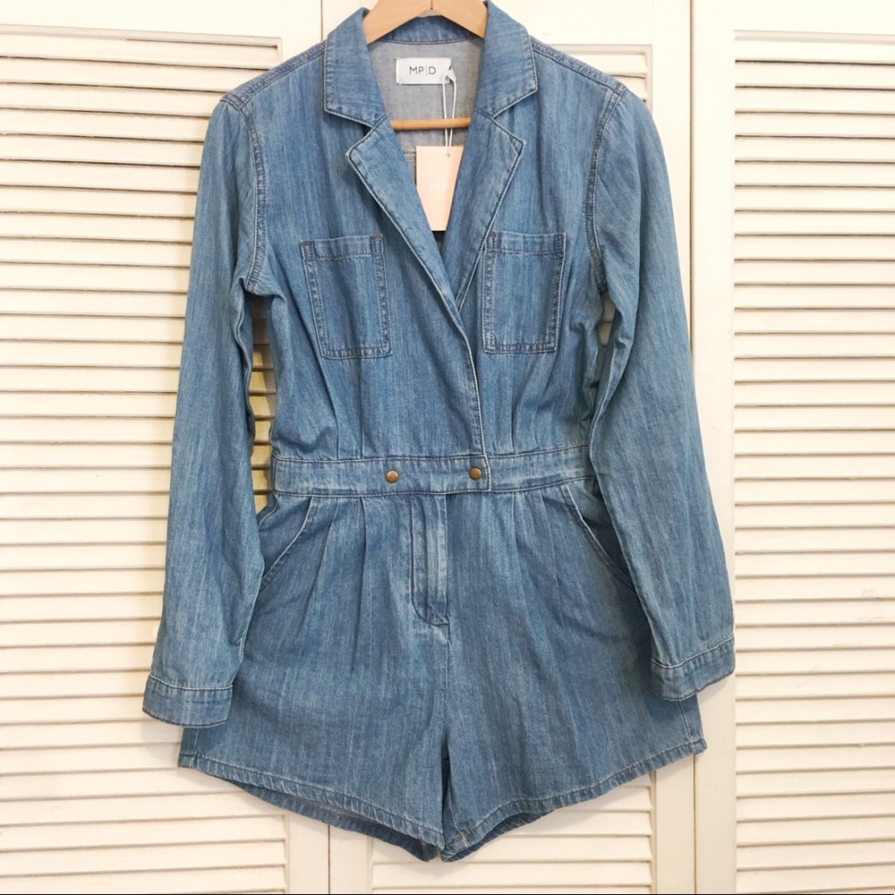 Minkpink Utility Denim Longsleeved Romper